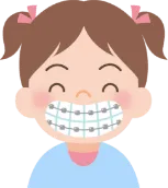 illustration of little girl with braces