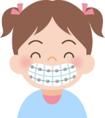 illustration of little girl with braces